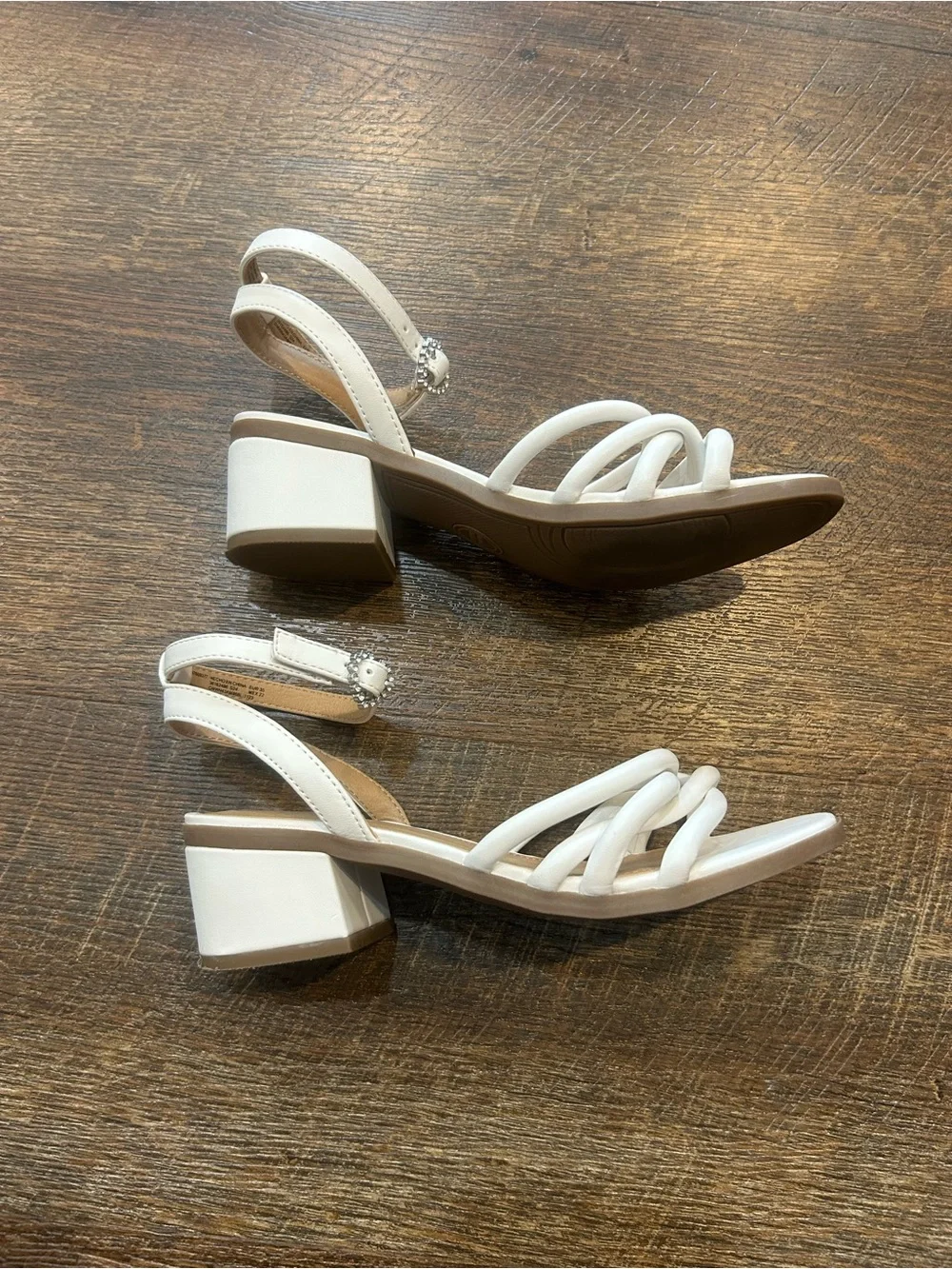 wonder nation White Strappy Low Block Heel Dress Sandals for Kids